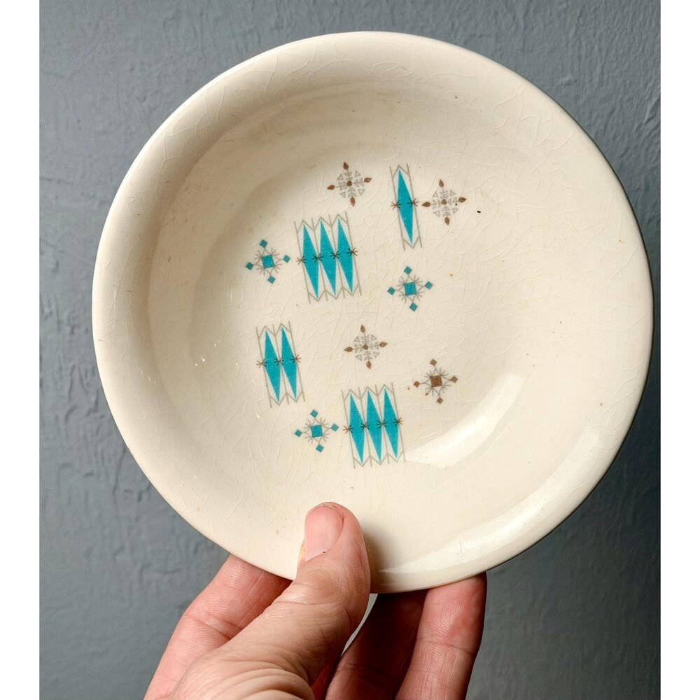 Set of 2 Mid Century Modern Atomic Starburst Berry Bowls | Turquoise Trinket - Picture 6 of 15